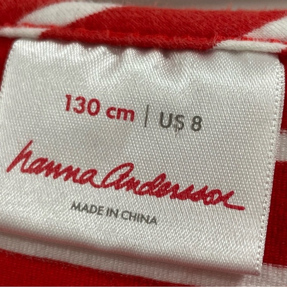 Hanna Andersson Twirl Long Sleeve Dress Girl's 8 Ruffles Red Blue White Stripes - Picture 4 of 6